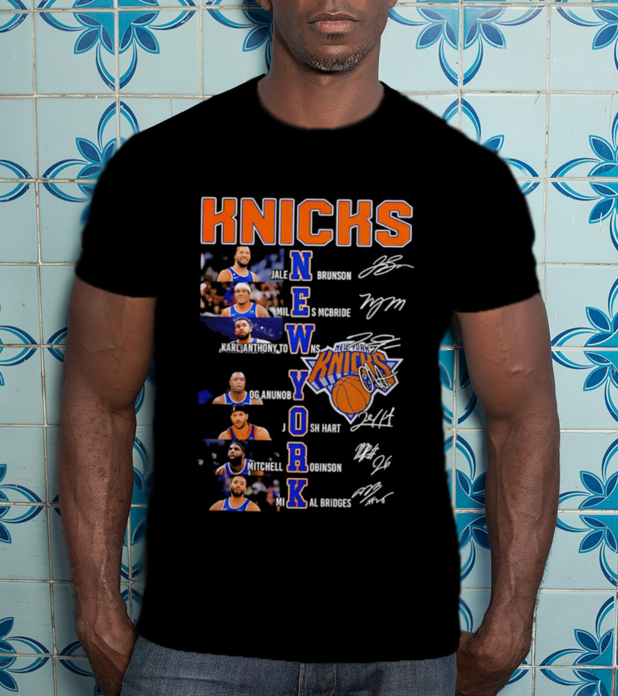 Knicks Jalen Brunson Julius Randle RJ Barrett Josh Hart Mitchell Robinson Immanuel Quickley Quentin Grimes RJ Randle Bridges Knicks Basketball T-Shirt