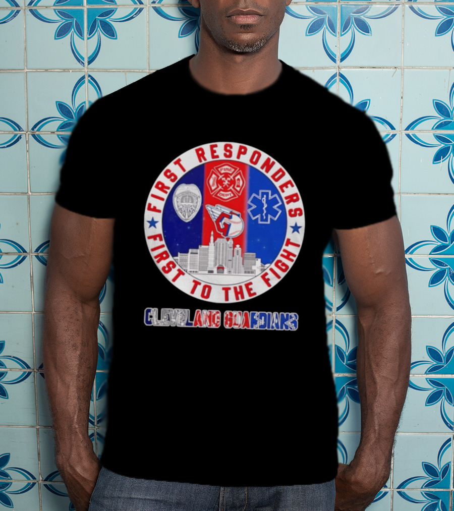 Cleveland Guardians First Responders First To The Fight Police Fire Medical Cityscape T-Shirt