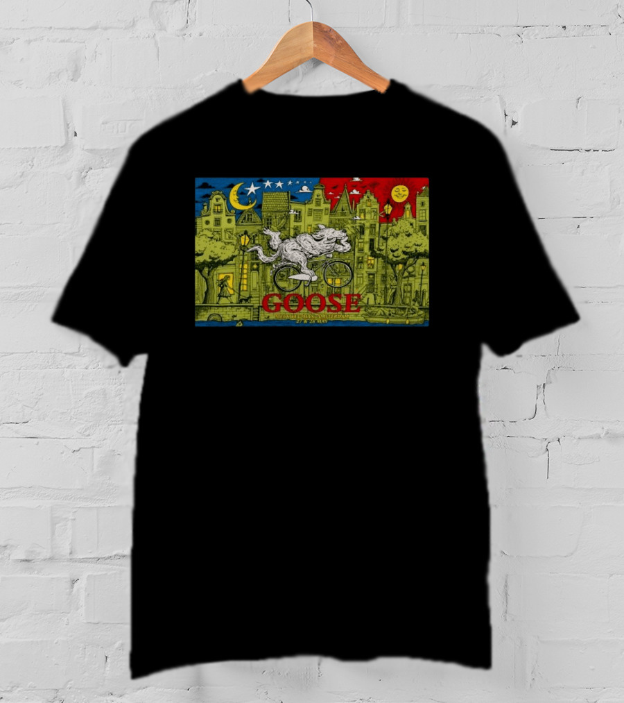 Goose Amsterdam Netherlands 5 27 2026 Midnight Sun Bicycle Art Cityscape T-Shirt