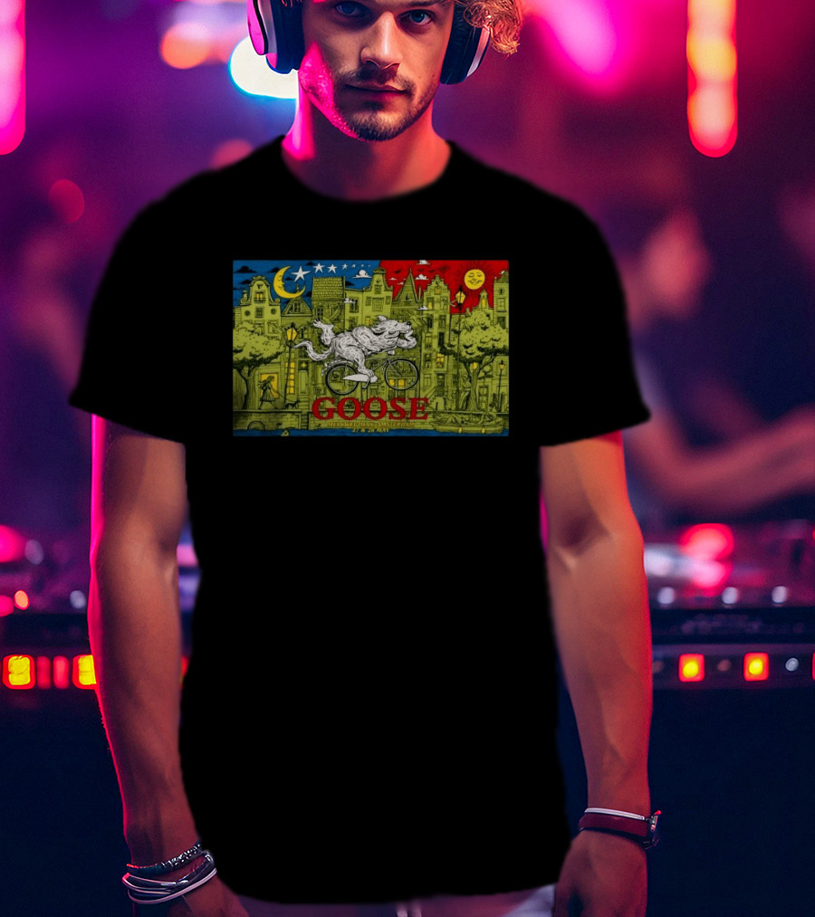 Goose Amsterdam Netherlands 5 27 2026 Midnight Sun Bicycle Art Cityscape T-Shirt