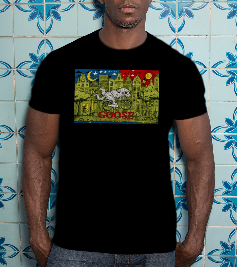 Goose Amsterdam Netherlands 5 27 2026 Midnight Sun Bicycle Art Cityscape T-Shirt