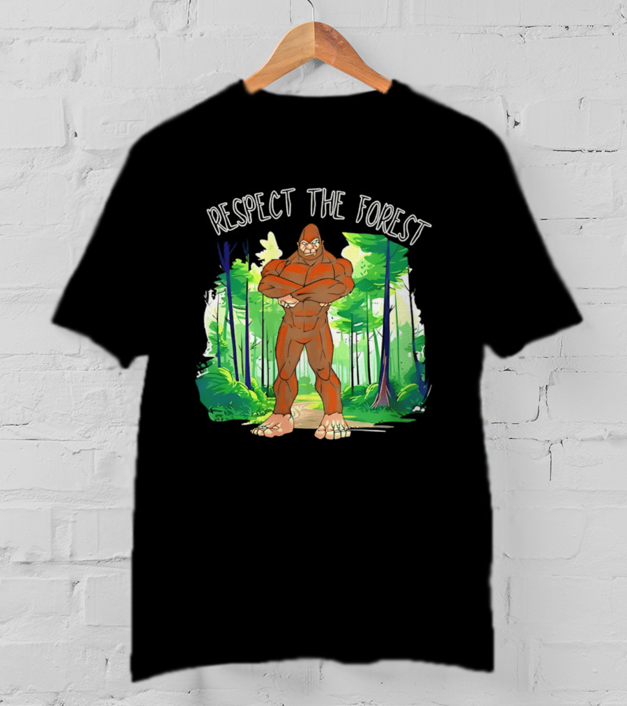 Respect The Forest Bigfoot Cartoon T-Shirt