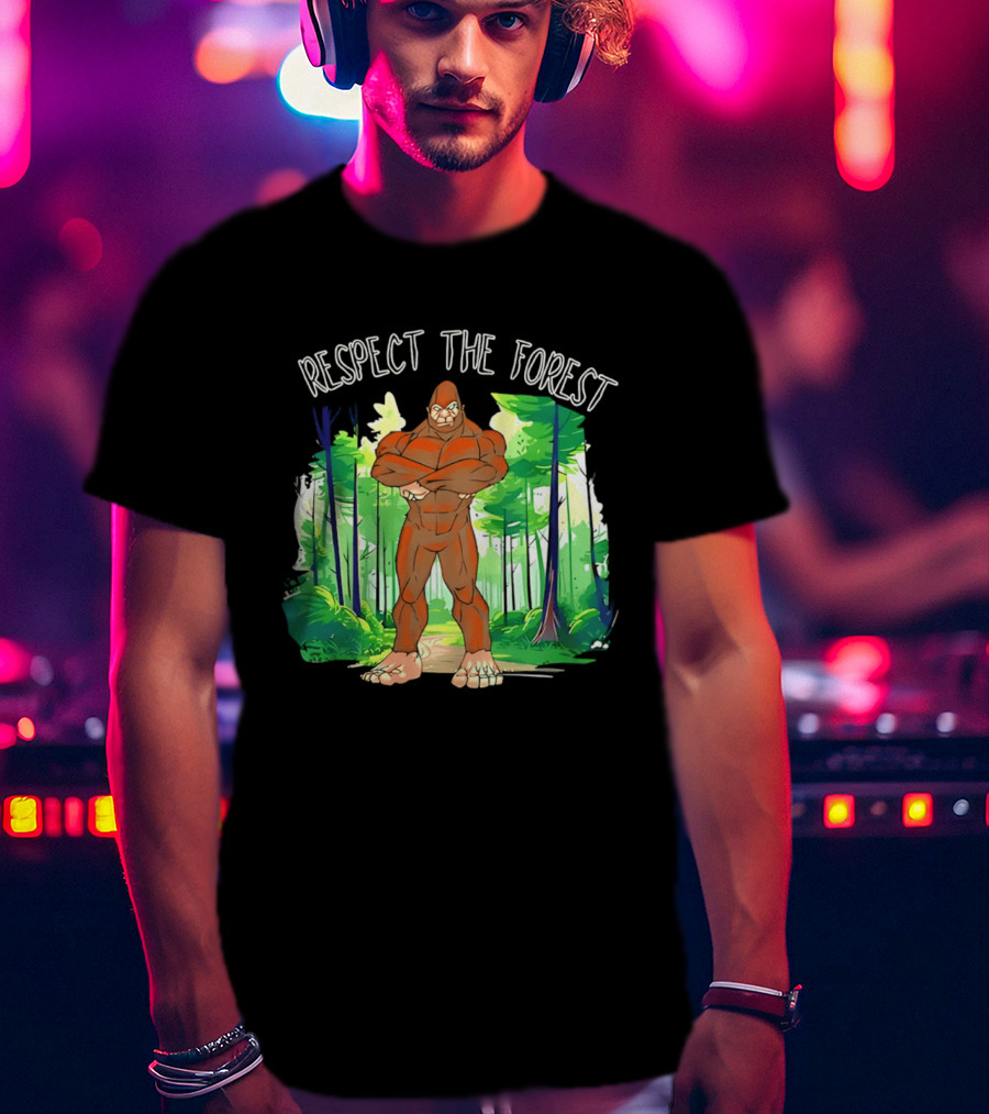 Respect The Forest Bigfoot Cartoon T-Shirt