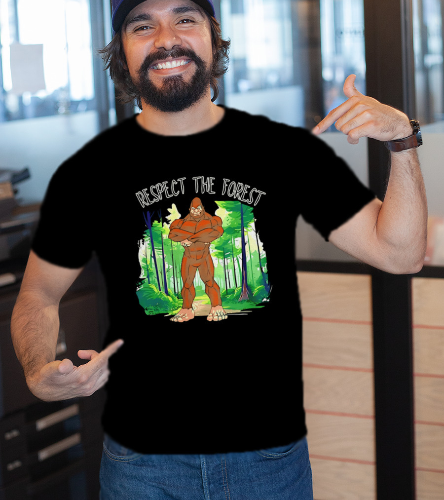 Respect The Forest Bigfoot Cartoon T-Shirt