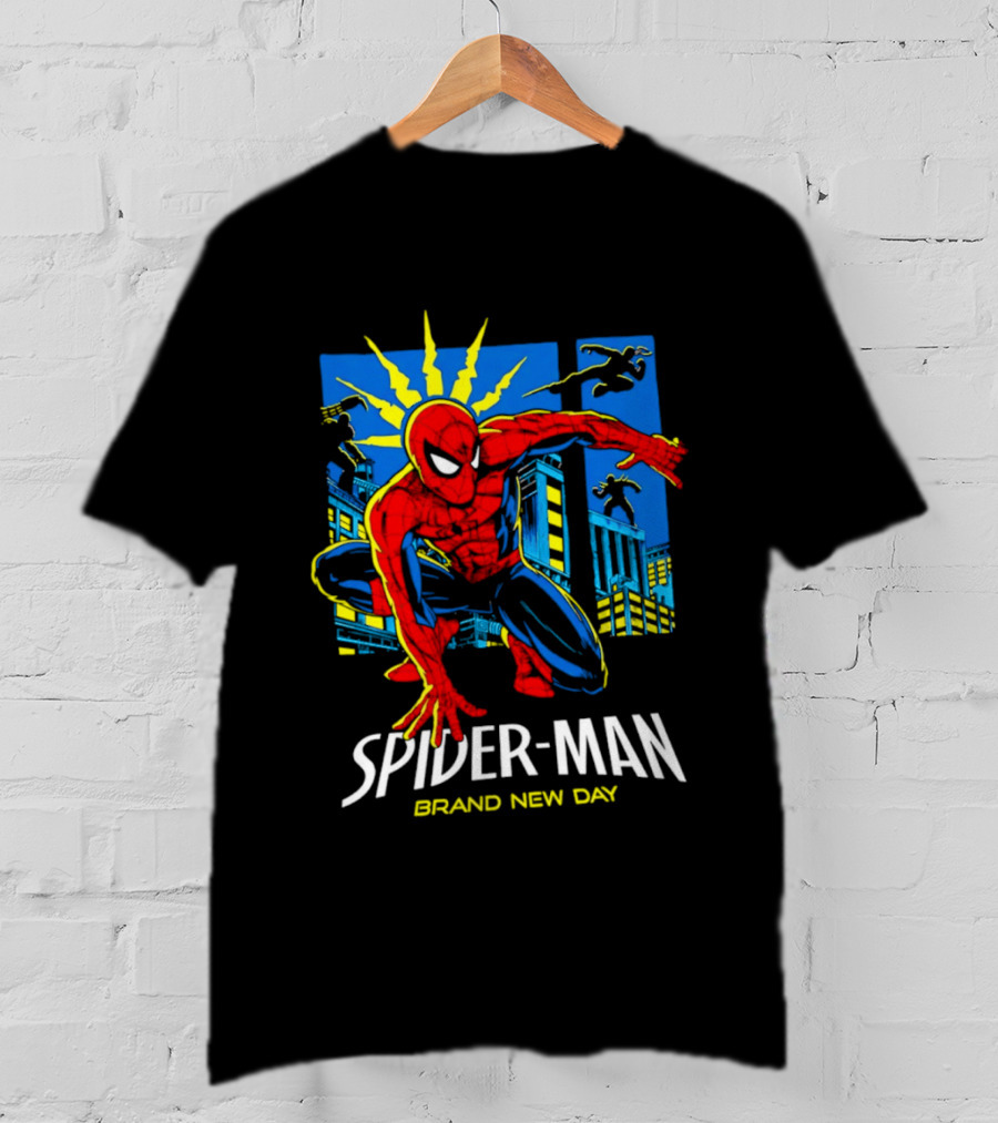 Spider Man Brand New Day Marvel Comics Dynamic Cityscape Action T-Shirt