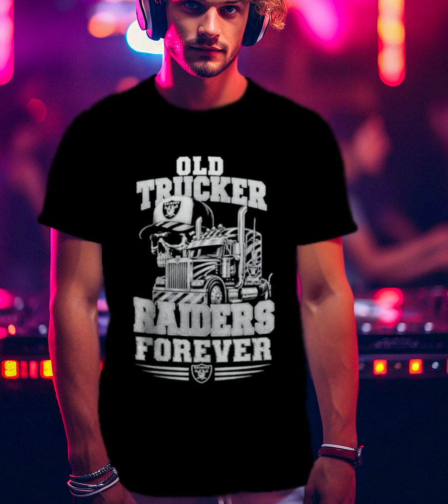 Old Trucker Raiders Forever Skull T-Shirt