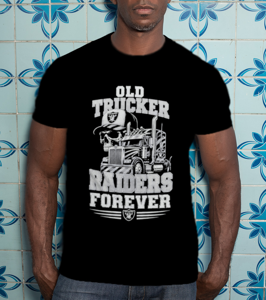 Old Trucker Raiders Forever Skull T-Shirt