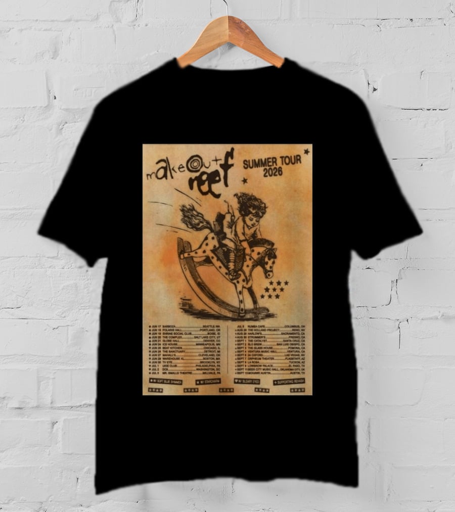Makeout Reef Summer Tour 2026 With Rocking Horse And Stars T-Shirt