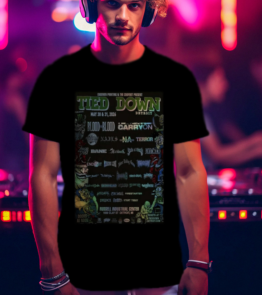 Tied Down Detroit May 30 31 2026 Blood For Blood Terror Angel Dust Bane Warhorse T-Shirt