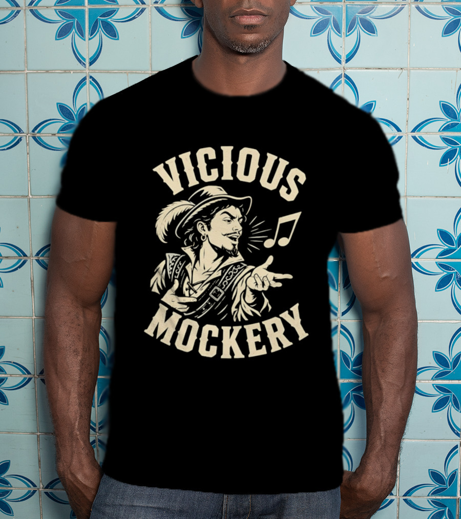 Vicious Mockery Bard Song With Singing Minstrel And Musical Note T-Shirt