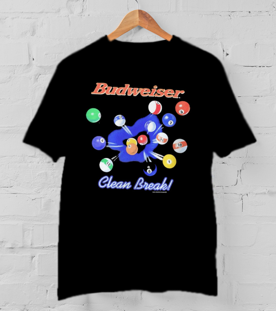 Budweiser Clean Break 90s Heavy Faded Black Pool Balls Splash T-Shirt