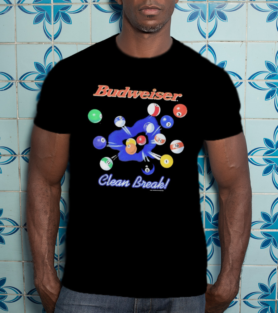 Budweiser Clean Break 90s Heavy Faded Black Pool Balls Splash T-Shirt