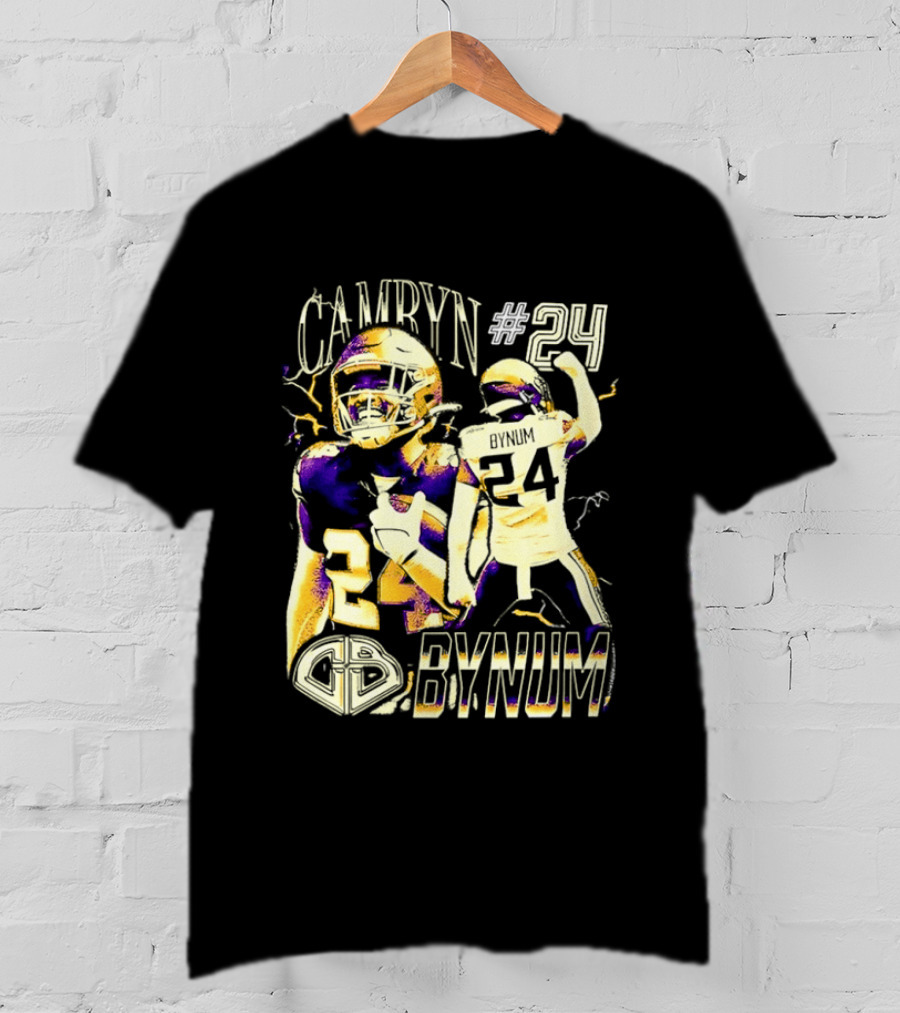 Camryn #24 Bynum Vikings Football Player Lightning T-Shirt