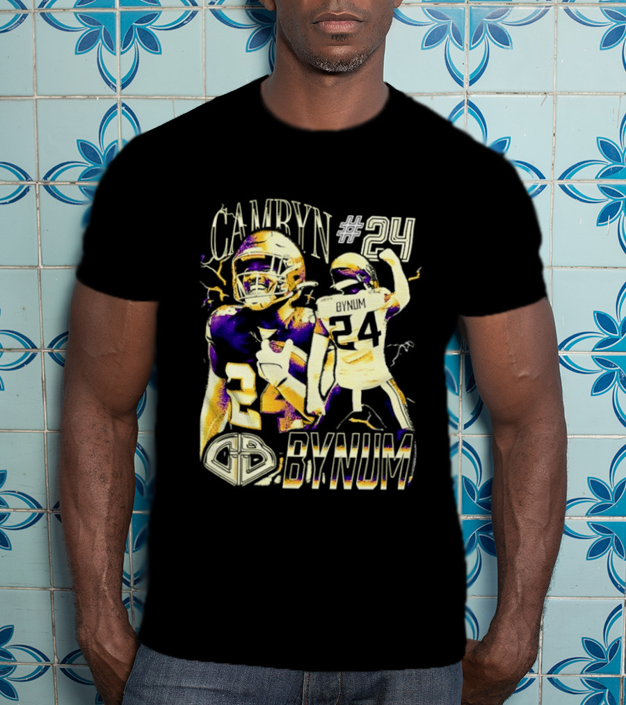 Camryn #24 Bynum Vikings Football Player Lightning T-Shirt