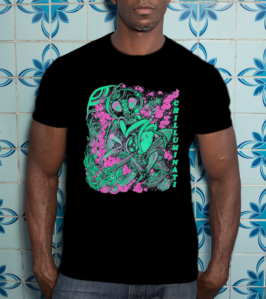 Chilluminati Alien Mantid Retro Comic Style Psychedelic T-Shirt
