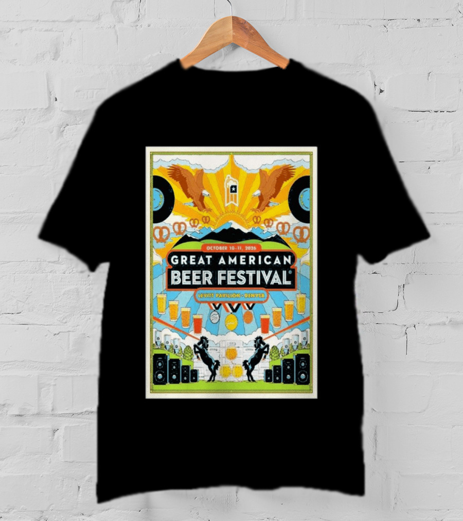 Great American Beer Festival October 10 11 2026 Levitt Pavilion Denver Eagles Pretzels Beer Music T-Shirt