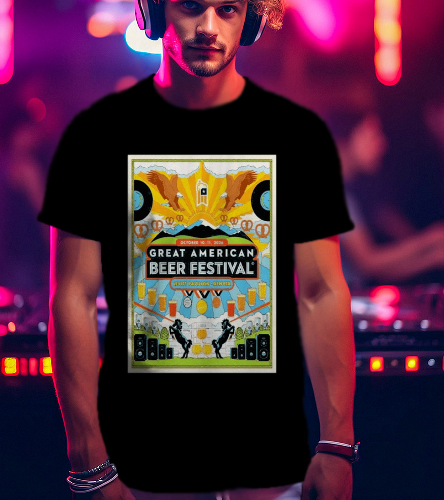 Great American Beer Festival October 10 11 2026 Levitt Pavilion Denver Eagles Pretzels Beer Music T-Shirt