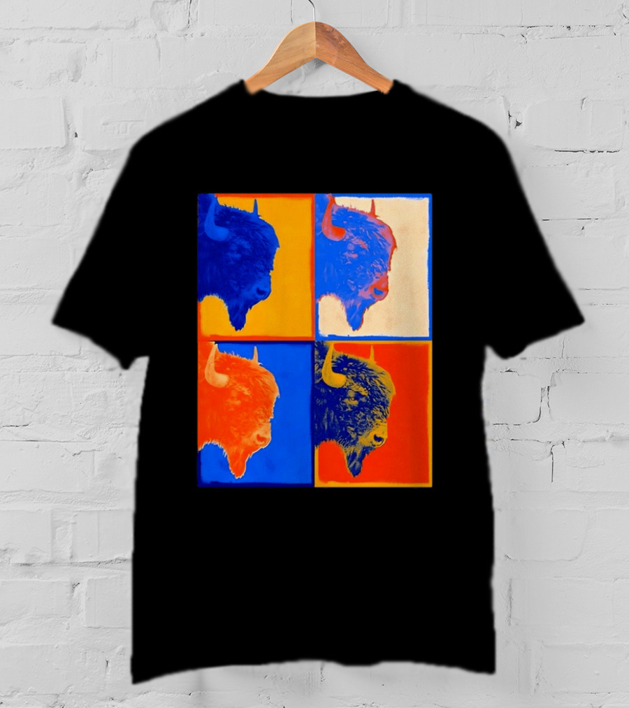 Colorful Pop Bison Grid Andy Warhol T-Shirt