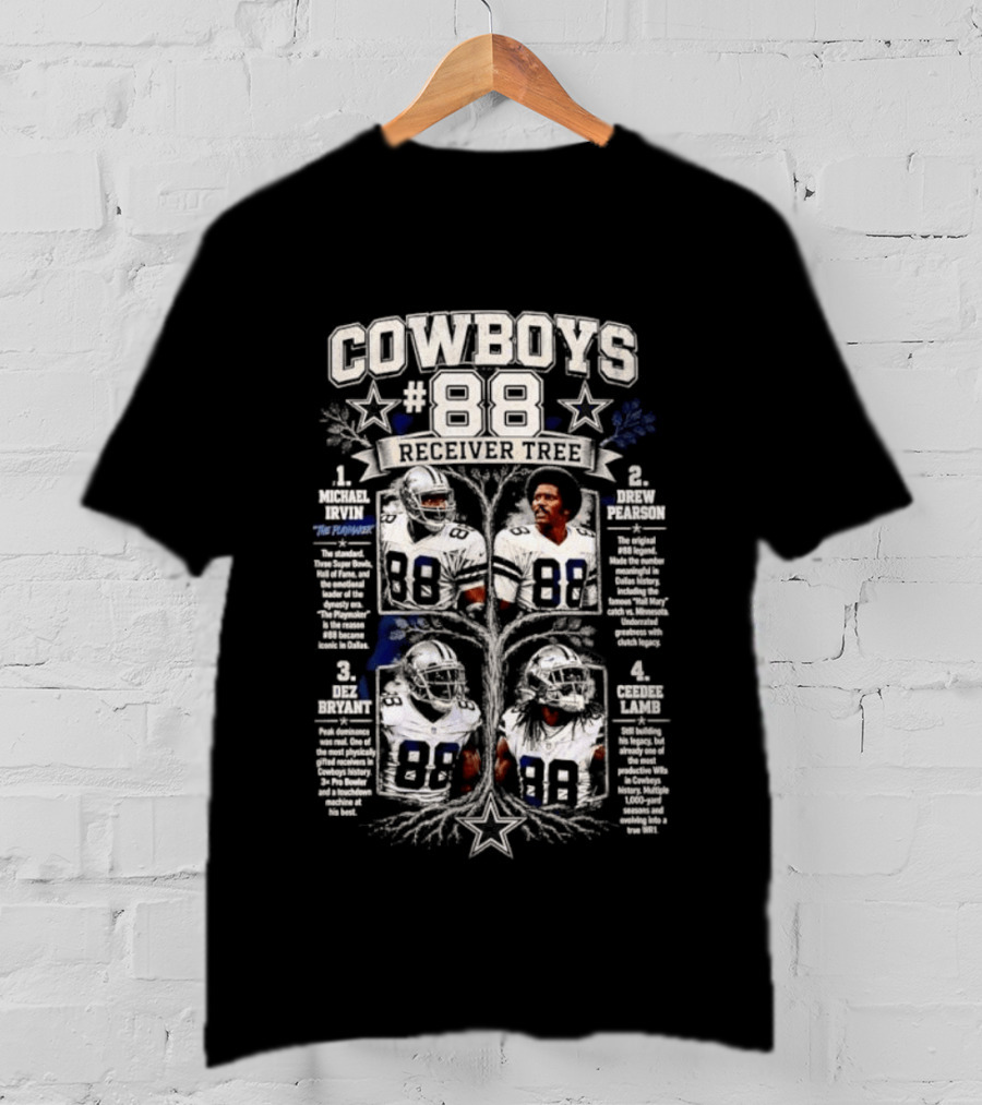 Dallas Cowboys 88 Receiver Tree Football Players With Iconic Legends And Achievements T-Shirt