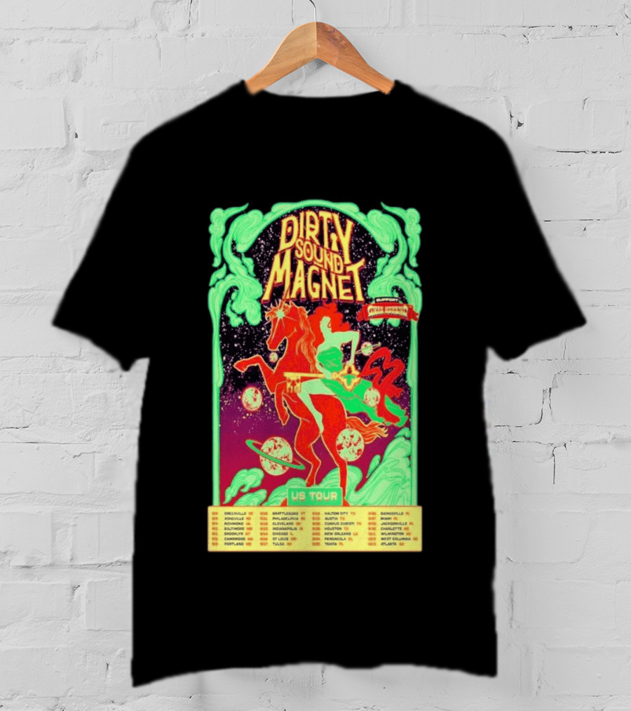 Dirty Sound Magnet US Tour 2026 Cosmic Horse Rider Greensboro To Jacksonville T-Shirt
