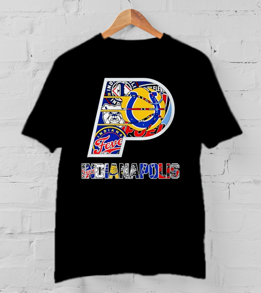 Indiana Pacers Indianapolis Fever Fuel Bulldogs Iconic Sports Collage T-Shirt