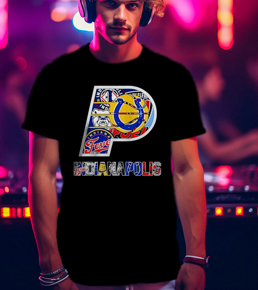 Indiana Pacers Indianapolis Fever Fuel Bulldogs Iconic Sports Collage T-Shirt