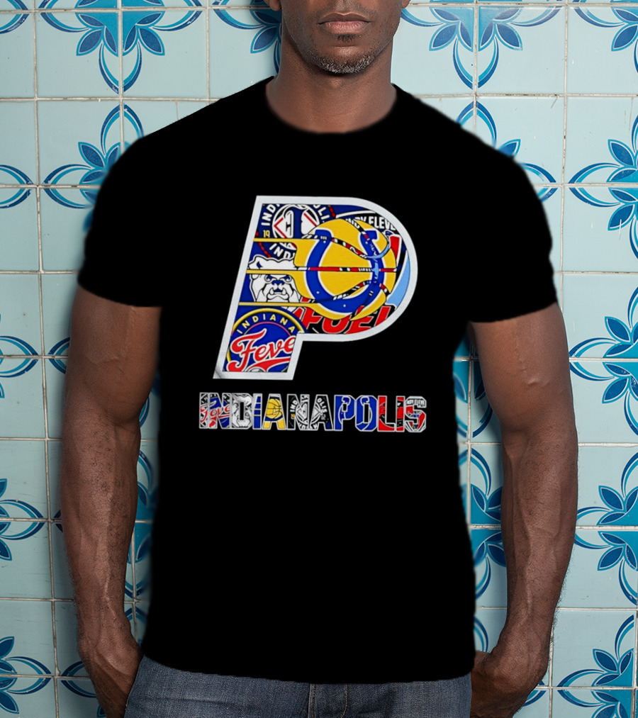 Indiana Pacers Indianapolis Fever Fuel Bulldogs Iconic Sports Collage T-Shirt