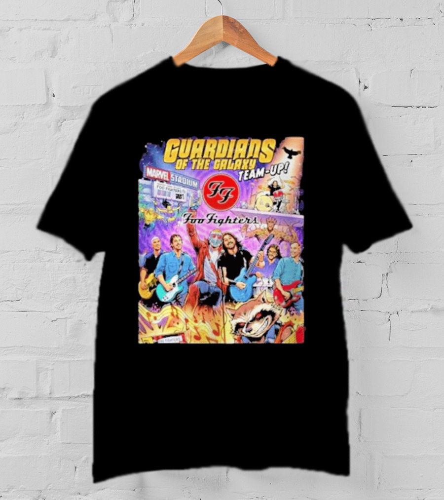Guardians Of The Galaxy Team Up Foo Fighters Marvel Stadium Wayne Nichols T-Shirt