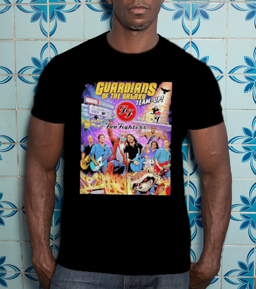 Guardians Of The Galaxy Team Up Foo Fighters Marvel Stadium Wayne Nichols T-Shirt
