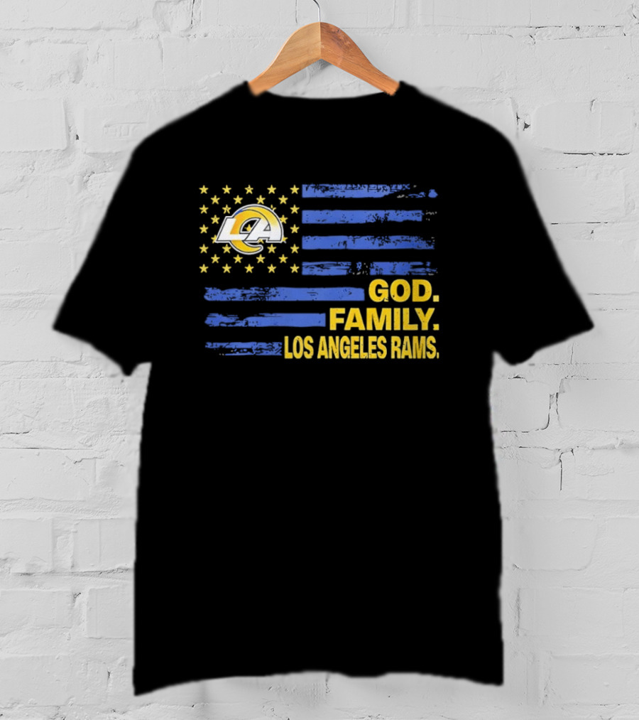 God Family Los Angeles Rams Distressed Flag Stars T-Shirt