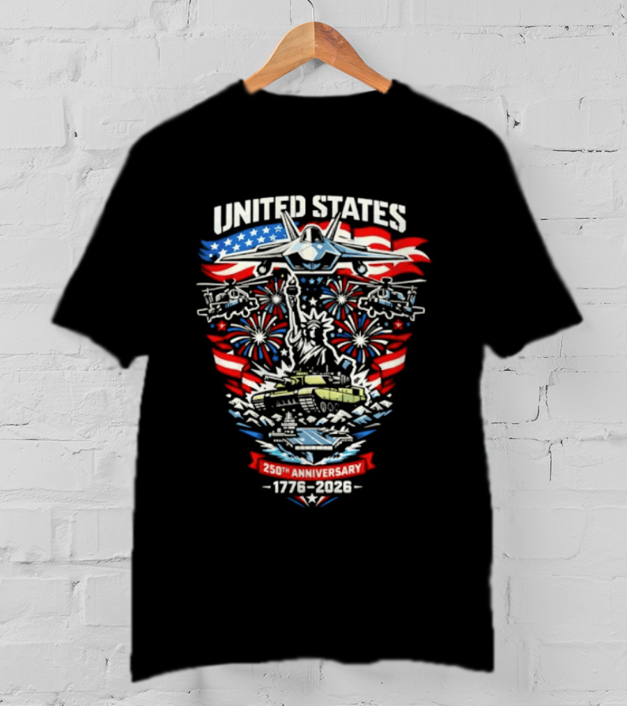 United States 250th Anniversary 1776 2026 Celebration Emblem With Liberty And Fireworks T-Shirt