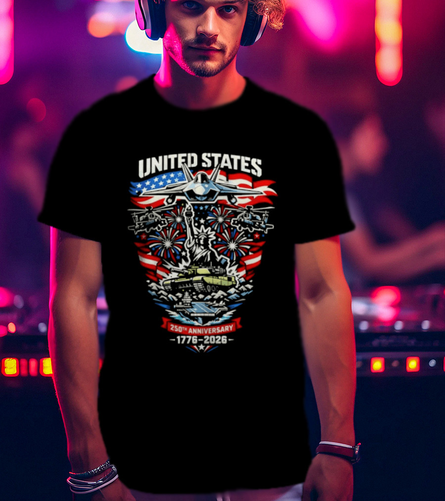 United States 250th Anniversary 1776 2026 Celebration Emblem With Liberty And Fireworks T-Shirt