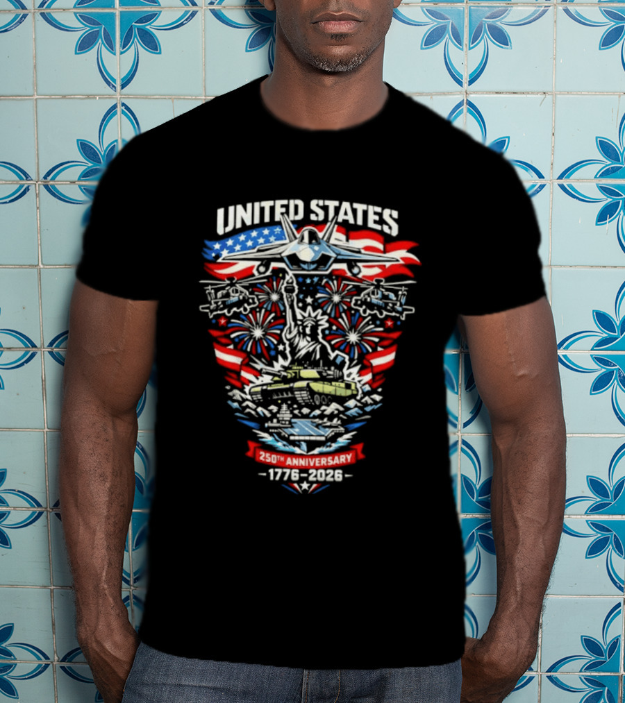 United States 250th Anniversary 1776 2026 Celebration Emblem With Liberty And Fireworks T-Shirt
