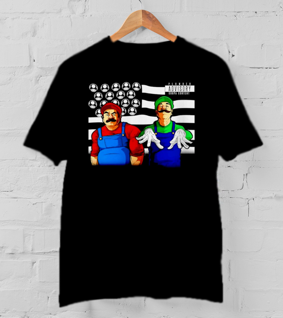 Mario Luigi Plumber Advisory Koopa Mushroom Flag T-Shirt