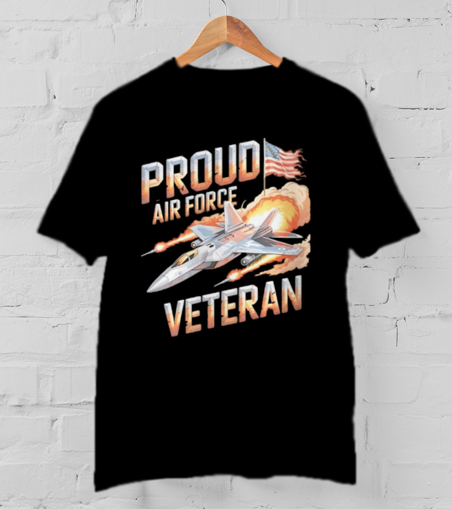 Proud Air Force Veteran F 22 Raptor America Flag T-Shirt