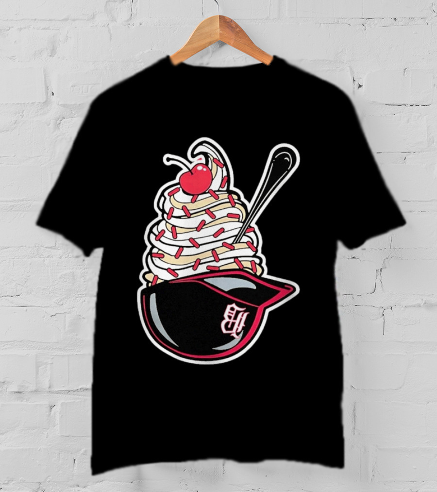 Birmingham Barons Ice Cream Helmet With Sprinkles And Cherry T-Shirt