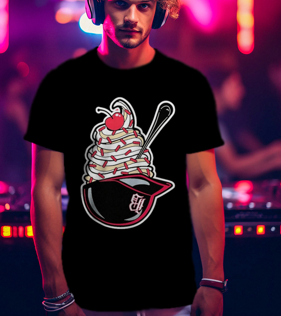 Birmingham Barons Ice Cream Helmet With Sprinkles And Cherry T-Shirt