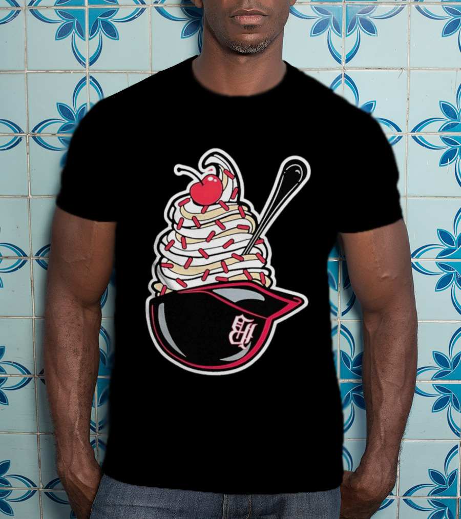 Birmingham Barons Ice Cream Helmet With Sprinkles And Cherry T-Shirt