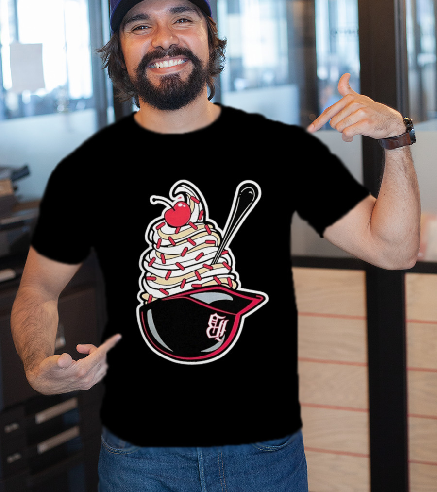 Birmingham Barons Ice Cream Helmet With Sprinkles And Cherry T-Shirt