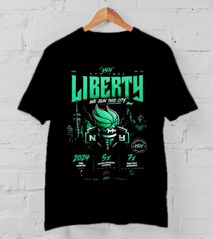 New York Liberty WNBA We Run This City 2004 5x 7x VSN Network T-Shirt