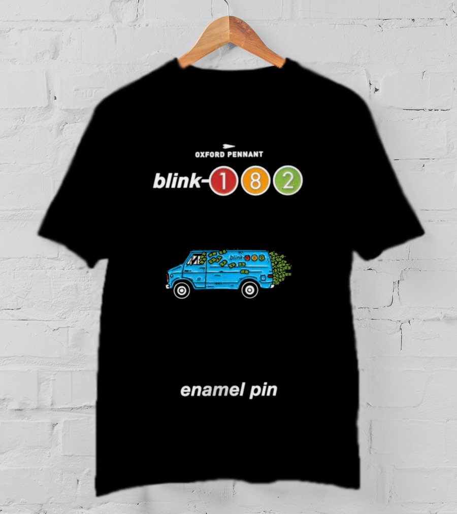 Oxford Pennant Blink 182 Van Enamel Pin Blue Van With 182 T-Shirt