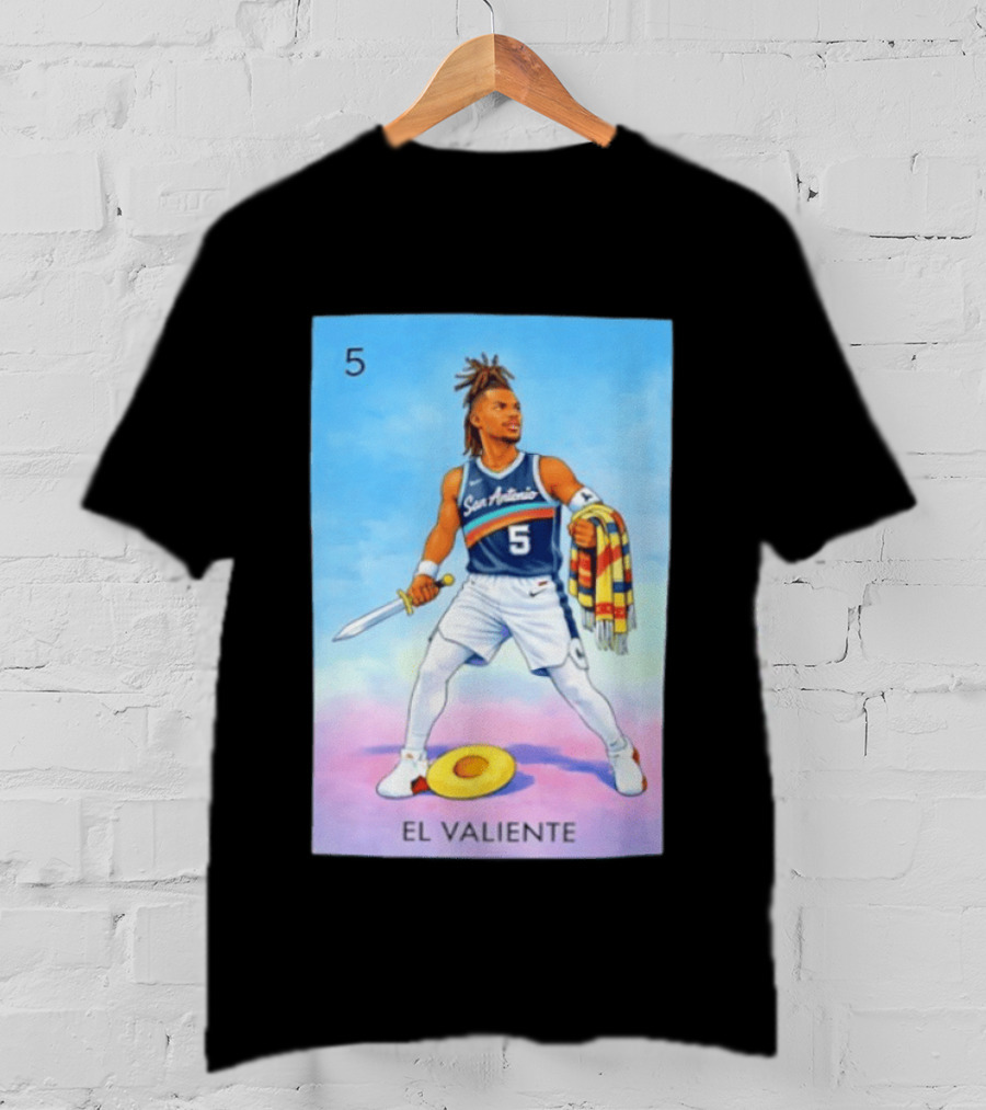 San Antonio Spurs El Valiente Stephon Castle Lotería Card T-Shirt