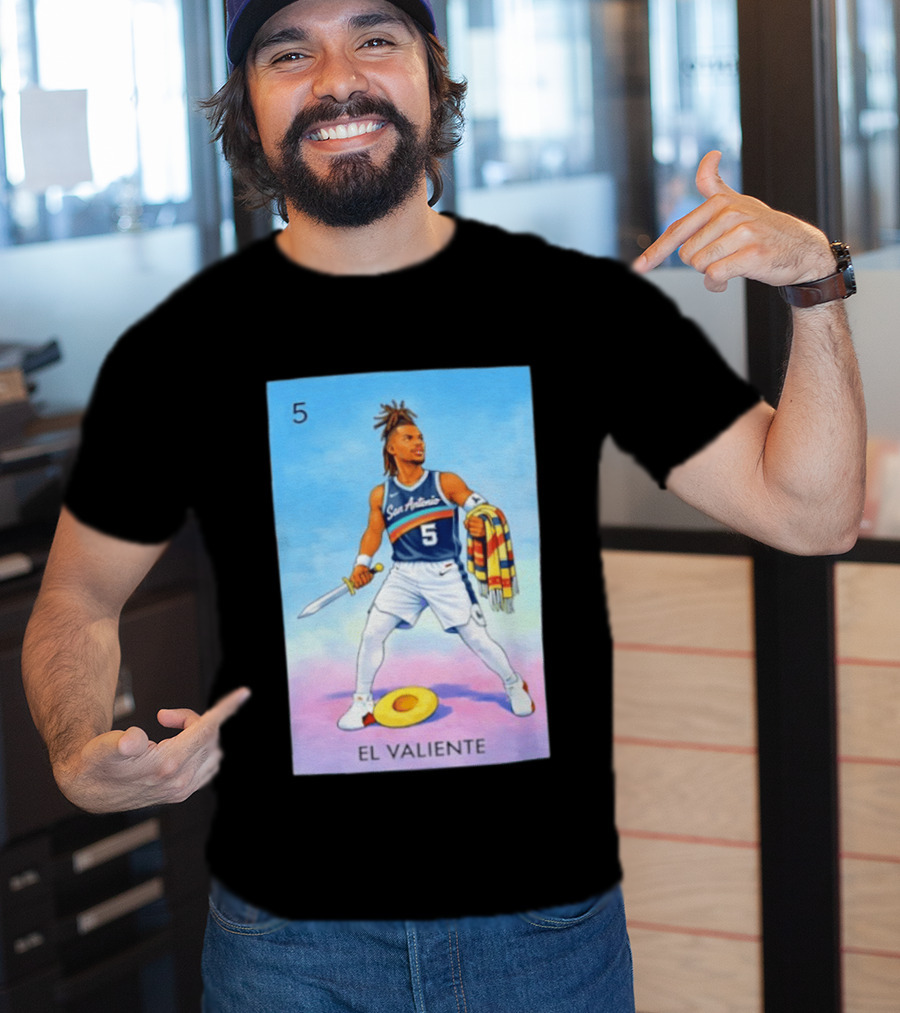 San Antonio Spurs El Valiente Stephon Castle Lotería Card T-Shirt