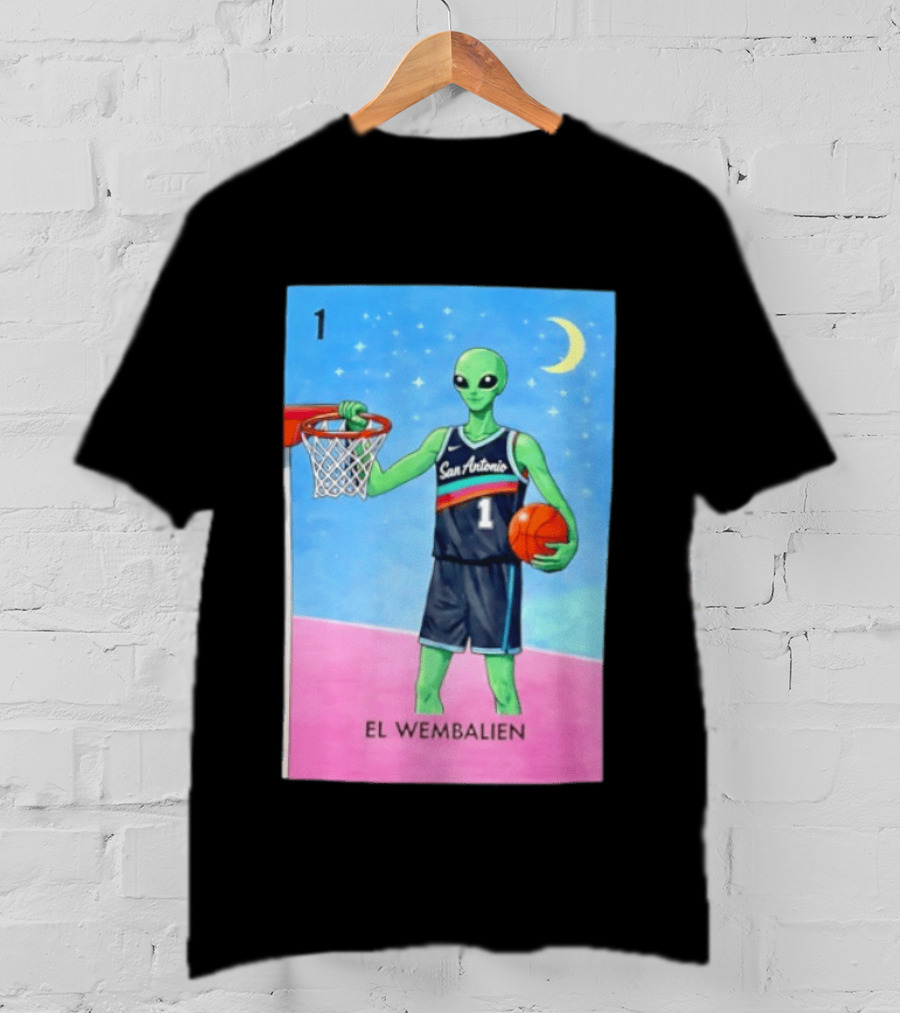 El Wembalien San Antonio Spurs Alien Basketball Number 1 Victor Wembanyama T-Shirt