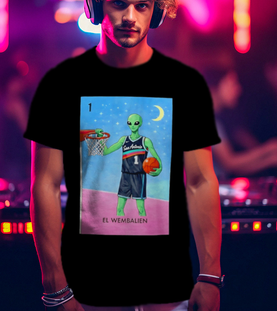 El Wembalien San Antonio Spurs Alien Basketball Number 1 Victor Wembanyama T-Shirt