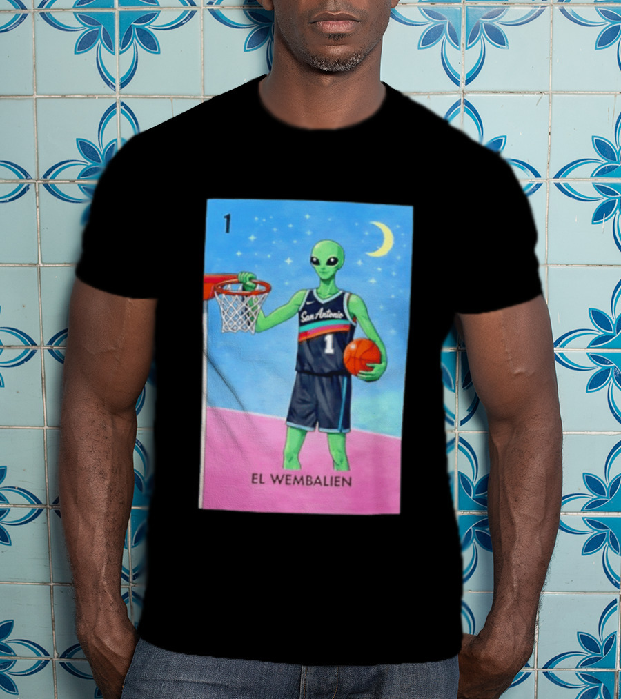 El Wembalien San Antonio Spurs Alien Basketball Number 1 Victor Wembanyama T-Shirt