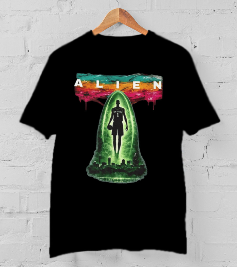 San Antonio Basketball Victor Wembanyama Alien Go Spurs Go Skyline T-Shirt