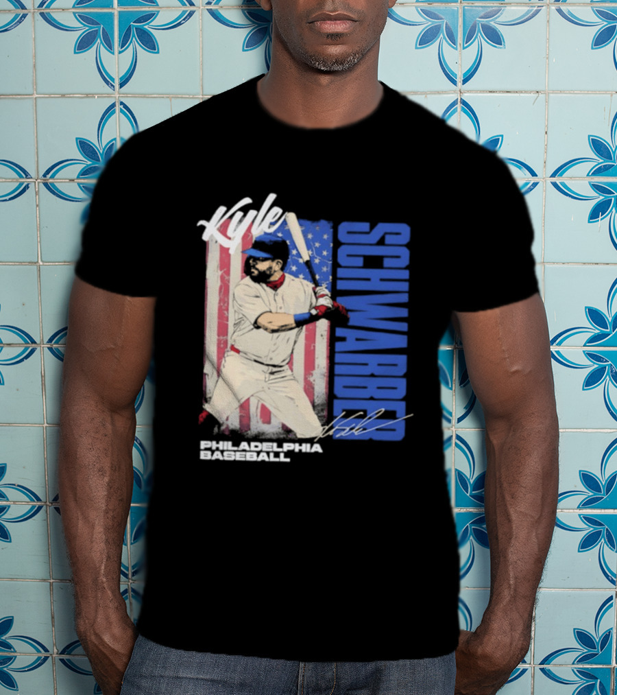 Kyle Schwarber American Flag Philadelphia Baseball T-Shirt