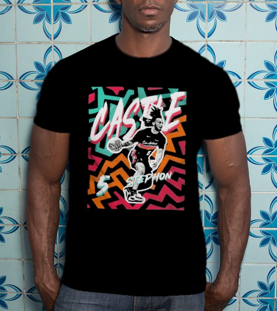 San Antonio Spurs 2026 NBA Stephon Castle Fiesta 5 T-Shirt