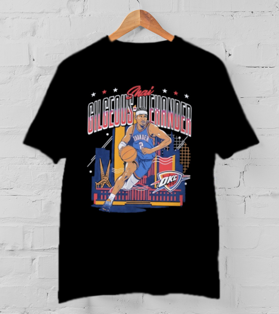 Shai Gilgeous Alexander Thunder 2 Oklahoma City Skyline Stars Basketball T-Shirt